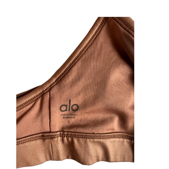ALO Yoga Bronze Glossy Sunny Strappy Sports Bra Size S - Picture 5 of 5